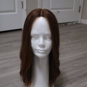 Exquisite Red European Hair Wig 16 Inch Layered Ribbon Front
